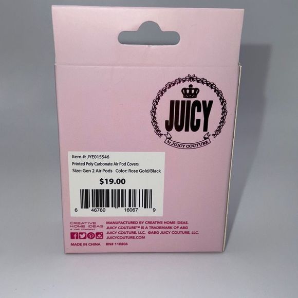 JUICY Couture cover for Gen 2 Air Pods Rose Gold & Black case AirPods NEW - Picture 2 of 6